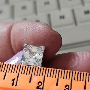 Sterling Silver Princess Cut Cubic Zirconia Stud Earrings Square Simulated Diamo